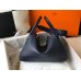 Hermes Lindy 30cm Bag In Navy Blue Clemence Leather GHW