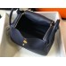 Hermes Lindy 30cm Bag In Navy Blue Clemence Leather GHW