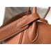 Hermes Lindy 30cm Bag In Gold Clemence Leather PHW