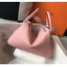 Hermes Lindy 30cm Bag In Pink Clemence Leather GHW