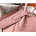 Hermes Lindy 30cm Bag In Pink Clemence Leather GHW