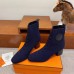 Hermes Volver 60 Ankle Boot In Blue Knit