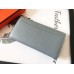 Hermes Constance Long Wallet In Blue Lin Epsom Leather