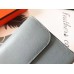 Hermes Constance Long Wallet In Blue Lin Epsom Leather