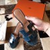 Hermes Oasis Sandals In Blue Shiny Niloticus Crocodile
