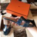 Hermes Oasis Sandals In Blue Shiny Niloticus Crocodile