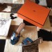 Hermes Oasis Sandals In Blue Shiny Niloticus Crocodile