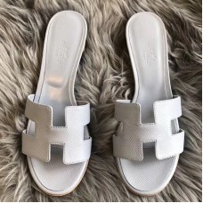 Hermes Oasis Sandals In Pearl Grey Epsom Leather