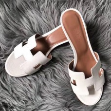 Hermes Oasis Sandals In White  Epsom Leather