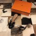 Hermes Oasis Sandals In Black Patent Calfskin
