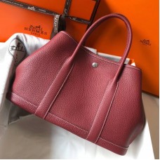 Hermes Garden Party 30 Bag In Bordeaux Taurillon Leather