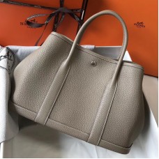 Hermes Garden Party 30 Bag In Grey Taurillon Leather