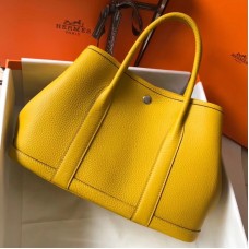 Hermes Garden Party 30 Bag In Yellow Taurillon Leather