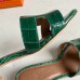 Hermes Oasis Sandals In Green Shiny Niloticus Crocodile