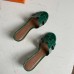 Hermes Oasis Sandals In Green Shiny Niloticus Crocodile
