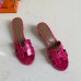 Hermes Oasis Sandals In Rose Red Shiny Niloticus Crocodile