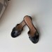 Hermes Oasis Sandals In Black Swift Leather