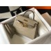 Hermes Kelly Mini II Bag In Taupe Embossed Crocodile Leather