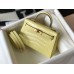 Hermes Kelly Mini II Bag In Jaune Poussin Embossed Crocodile Leather