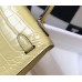 Hermes Kelly Mini II Bag In Jaune Poussin Embossed Crocodile Leather
