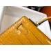 Hermes Kelly Mini II Bag In Yellow Embossed Crocodile Leather