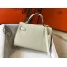 Hermes Kelly Mini II Bag In White Epsom Leather GHW