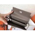Hermes Kelly Classic Long Wallet In Etoupe Clemence Leather