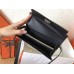 Hermes Kelly Classic Long Wallet In Black Epsom Leather