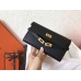 Hermes Kelly Classic Long Wallet In Black Epsom Leather