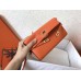 Hermes Kelly Classic Long Wallet In Orange Epsom Leather
