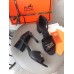 Hermes Viaggio 60MM Sandals In Black Leather
