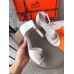Hermes Viaggio 60MM Sandals In White Leather