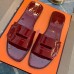 Hermes View Sandals In Ruby Patent Leather