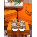 Hermes Thalassa Sandals In Brown/White Lambskin