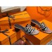 Hermes Tandem Sandals In Silver Metallic Calfskin