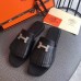 Hermes Auteuil Sandals In Black Calfskin