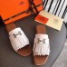 Hermes Auteuil Sandals In White Calfskin