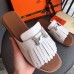 Hermes Auteuil Sandals In White Calfskin