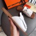 Hermes Auteuil Sandals In White Calfskin
