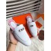 Hermes Oz Mules In White Calfskin
