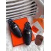 Hermes Oz Mules In Noir Calfskin