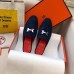 Hermes Trocadero Mules In Blue Suede