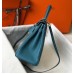 Hermes Kelly 32cm Bag In Blue Jean Clemence Leather GHW