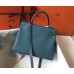 Hermes Kelly 32cm Bag In Blue Jean Clemence Leather GHW