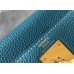Hermes Kelly 32cm Bag In Blue Jean Clemence Leather GHW