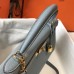 Hermes Kelly 32cm Bag In Blue Lin Clemence Leather GHW