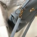 Hermes Kelly 32cm Bag In Blue Lin Clemence Leather GHW