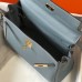 Hermes Kelly 32cm Bag In Blue Lin Clemence Leather GHW