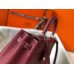 Hermes Kelly 32cm Bag In Bordeaux Clemence Leather PHW