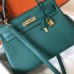Hermes Kelly 32cm Bag In Malachite Clemence Leather GHW